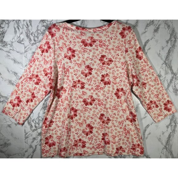 Style & Co Floral Print 3/4 Sleeve Top 0X 100% Supima Cotton - Picture 2 of 8